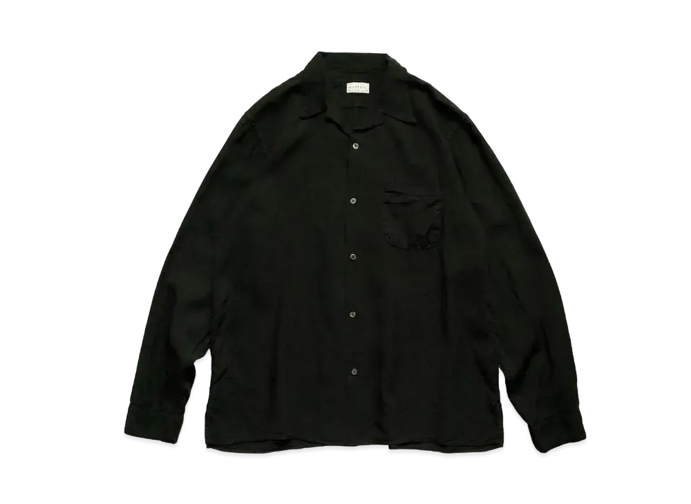 KAPITAL Soft Linen Open Collar Shirt "Black"