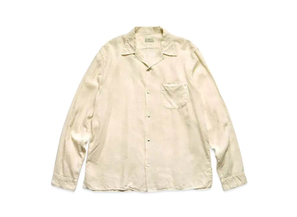 KAPITAL Soft Linen Open Collar Shirt "Kinari"