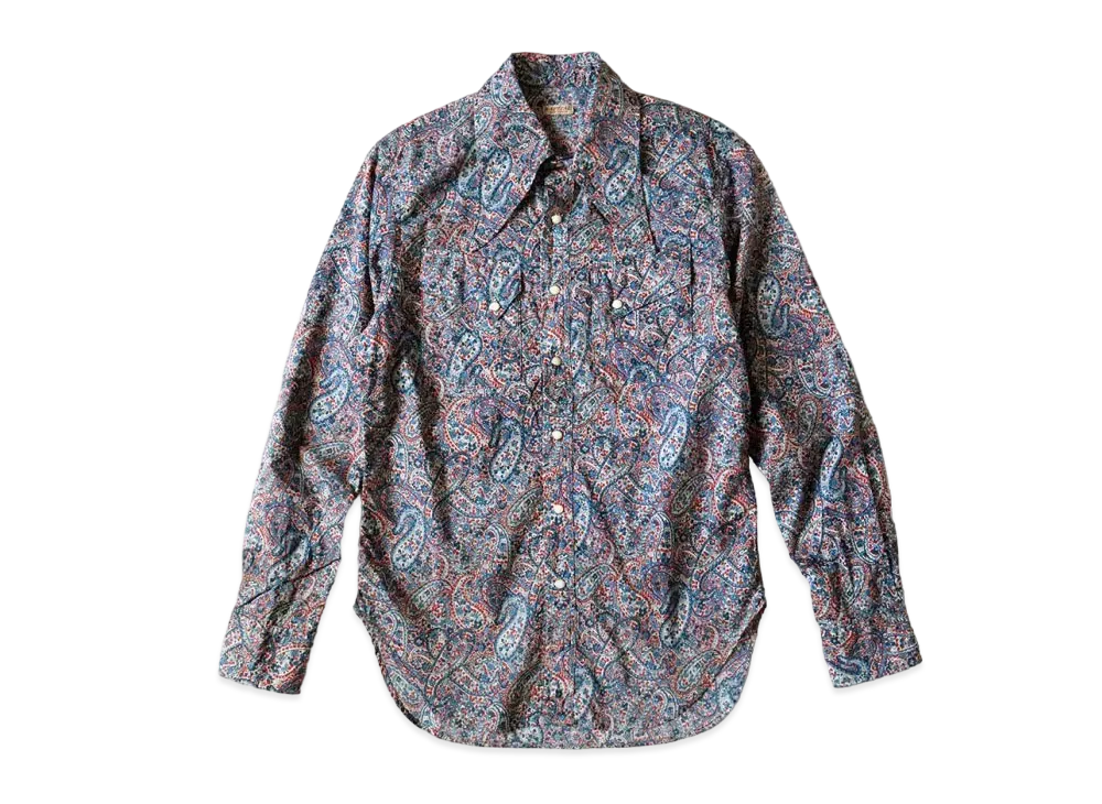 KAPITAL Lawn Paisley Wrangle Color Western Shirt "Navy"