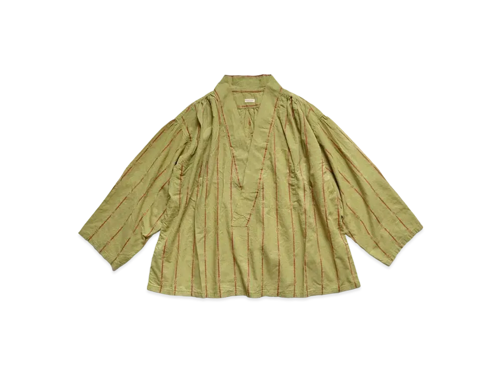 KAPITAL Cotton Linen Sham Strike Ripe Shirt "Light Khaki"