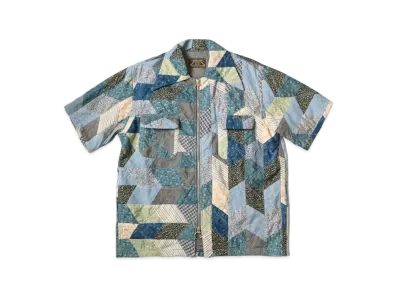 KAPITAL Yabene Quilt Patchwork Drizzle Open Collar Shirt "Indigo"