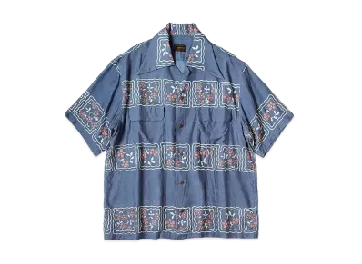 KAPITAL Silk Rayon Cookie Wrangle Color Aloha Shirt "Blue"