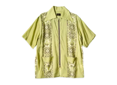 KAPITAL Silk Rayon Habananaja Drizzle Cuba Shirt "Light Green"