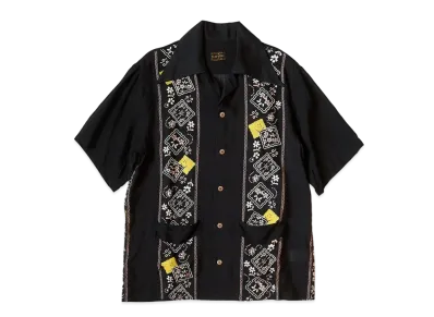 KAPITAL Silk Rayon Wrangle Color Cuba Shirt "Black"