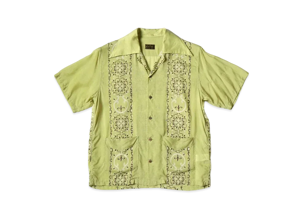 KAPITAL Silk Rayon Habananaja Wrangle Color Cuba Shirt "Light Green"