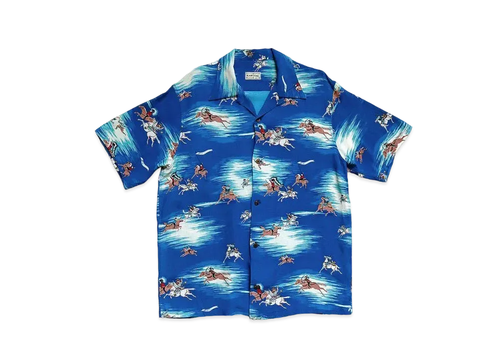 KAPITAL Rayon Kamikaze Aloha Shirt "Blue"