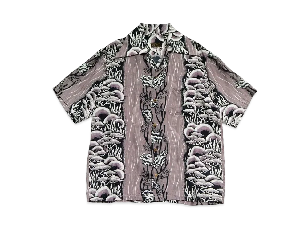 KAPITAL Silk Rayon Souffle & Arrowhead Wrangle Color Aloha Shirt "Purple"