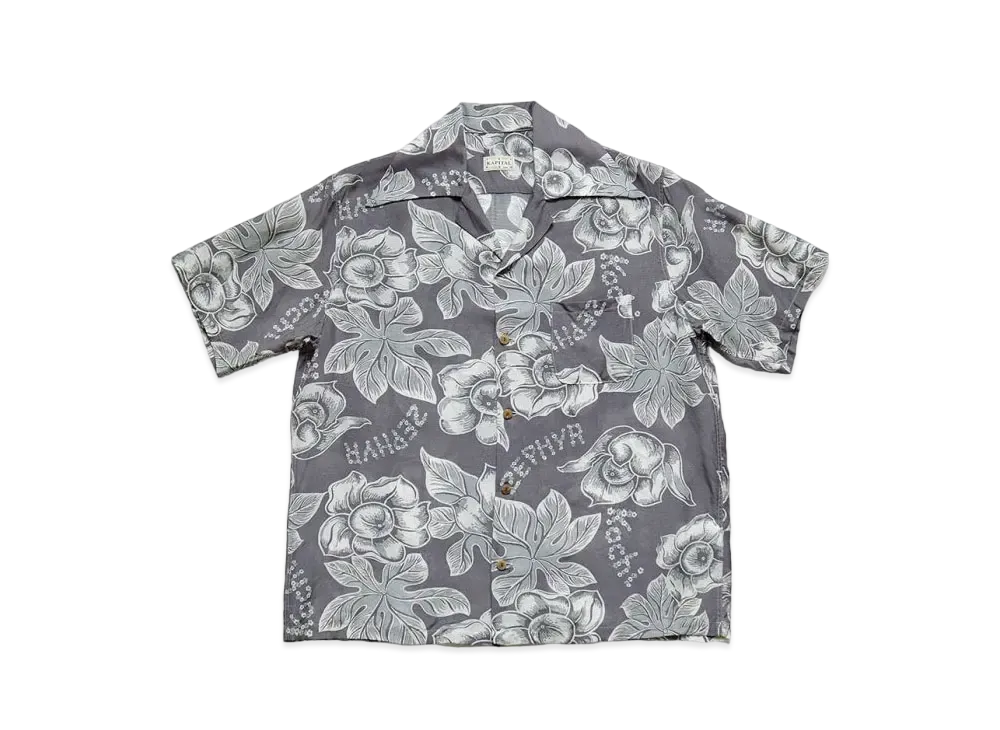 KAPITAL Silk Rayon Anemone Wrangle Color Aloha Shirt "Grey Purple"