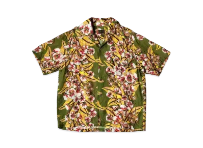 KAPITAL Silk Rayon Cotton Flower Wrangle Color Aloha Shirt "Dark Green"