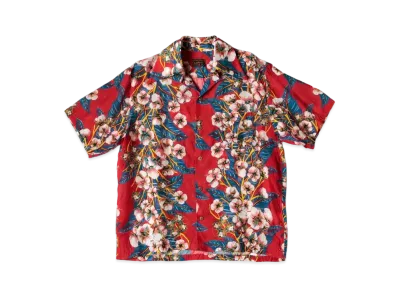 KAPITAL Silk Rayon Cotton Flower Wrangle Color Aloha Shirt "Red"