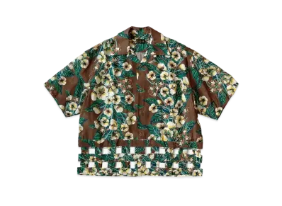 KAPITAL Silk Rayon Cotton Flower Wind Pen Aloha Shirt "Brown"