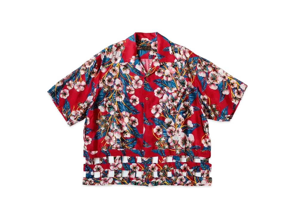 【美品】KAPITAL キャピタル 総柄 半袖シャツ 幾何学 民族柄 赤 S KAPITAL SOFT LINEN HUNTING NAM ALOHA 