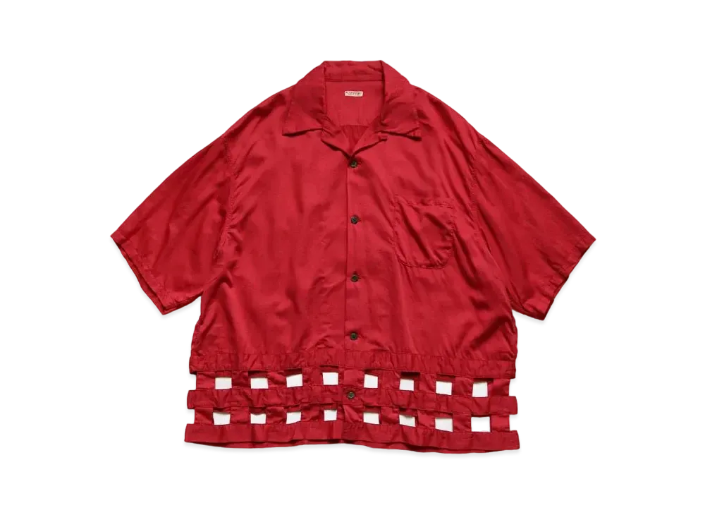 KAPITAL Cotton Satin Wind Pen Aloha Shirt "Red"