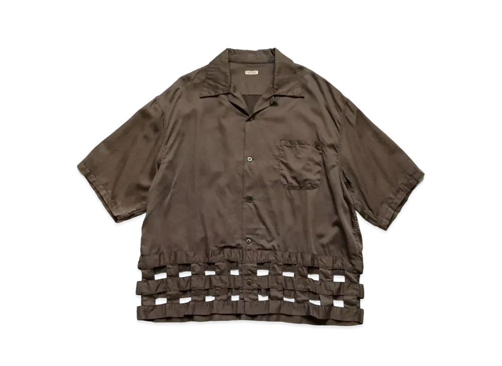 KAPITAL Cotton Satin Wind Pen Aloha Shirt "Brown"