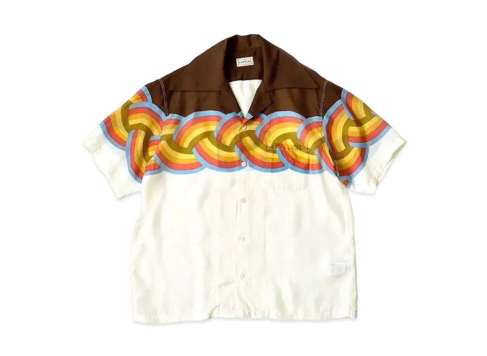 KAPITAL Silk Rayon Rainbow Wrangle Color Aloha Shirt "Brown"