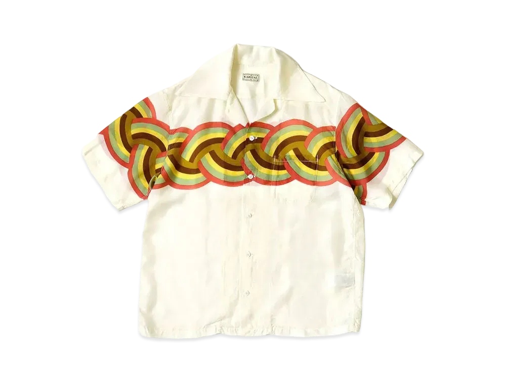 KAPITAL Silk Rayon Rainbow Wrangle Color Aloha Shirt "Kinari"