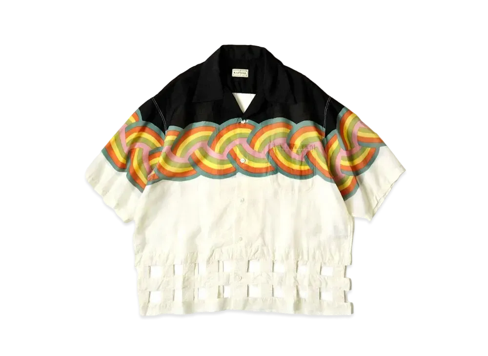 KAPITAL Silk Rayon Rainbow Wind Pen Aloha Shirt "Black"