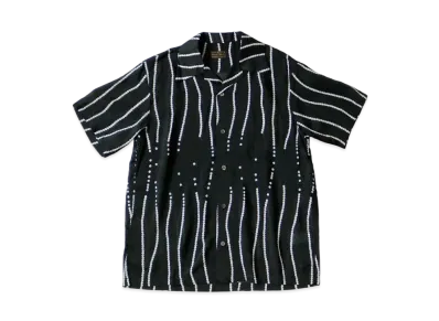 KAPITAL Silk Rayon Wobbling Striped Pearl Aloha Shirt "Black"