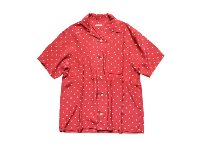 KAPITAL Rayon Polka Dot Discharge Printing Aloha Shirt "Red"