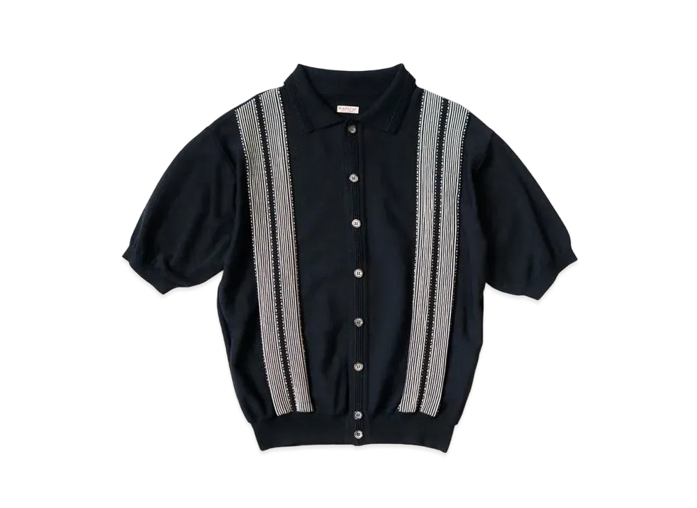 KAPITAL 14G Cotton Knit Oyster Aloha Polo "Black"