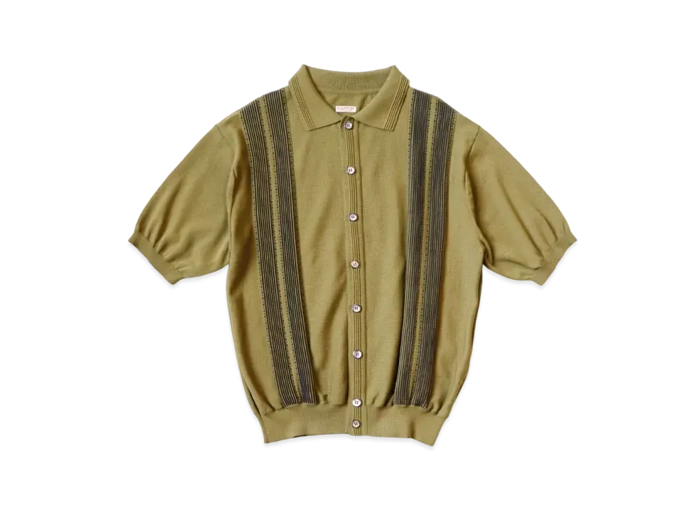 KAPITAL 14G Cotton Knit Oyster Aloha Polo "Olive Khaki"