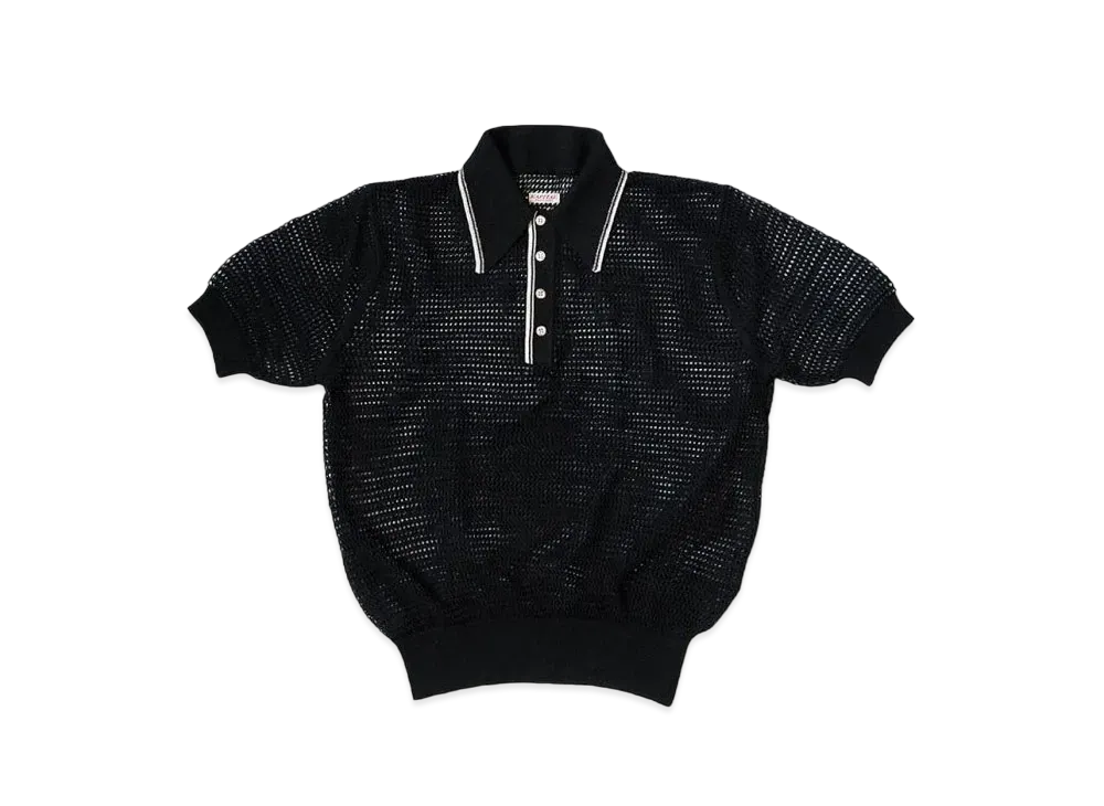 KAPITAL 12G Mesh Knit Carol Polo "Black"