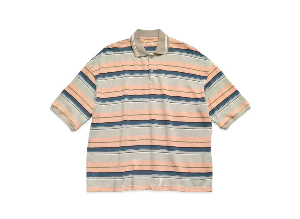 KAPITAL Multi Border Pique Box Polo "Beige Pink"