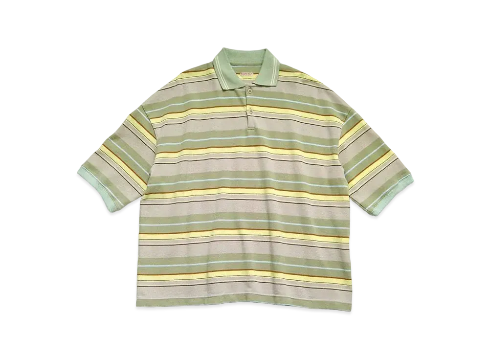 KAPITAL Multi Border Pique Box Polo "Beige Khaki"