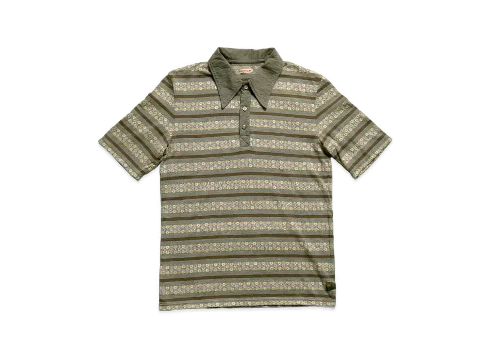 KAPITAL Sunrise Jacquard Border India Daiquiri Polo "Grey Khaki"