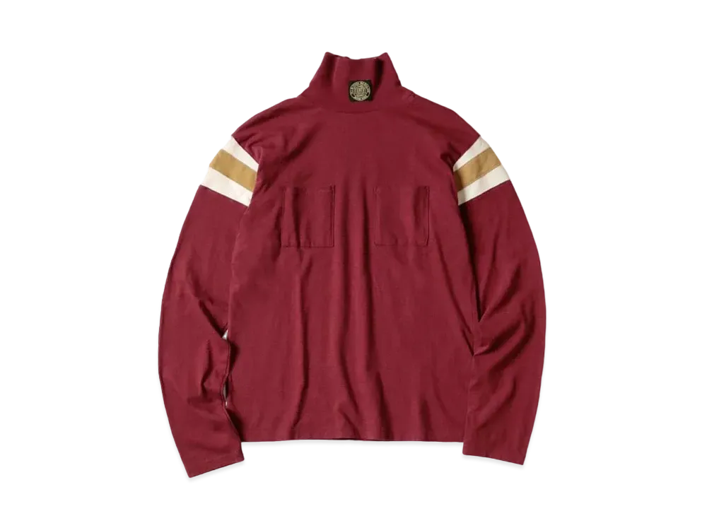 KAPITAL 20 India Hard Ball High Neck Pocket Long Tee "Wine"
