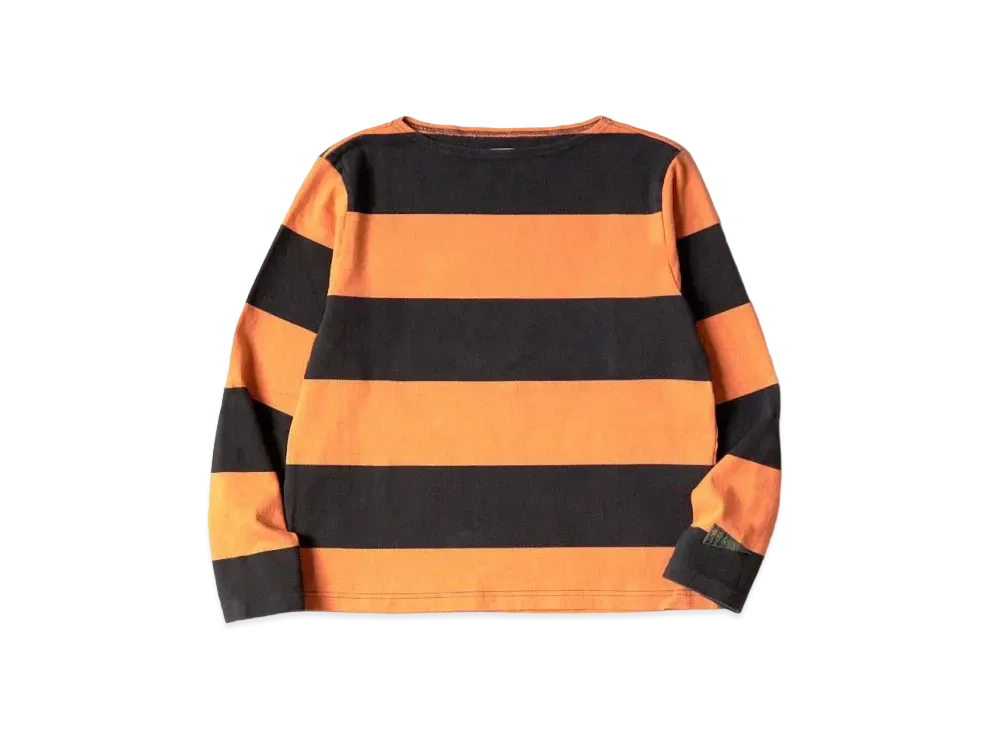 KAPITAL Border India Boat Neck Long Tee "Black Orange"
