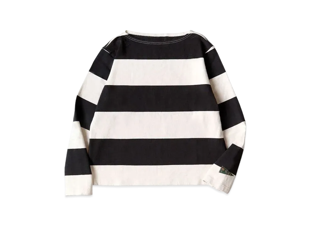KAPITAL Border India Boat Neck Long Tee "Black"
