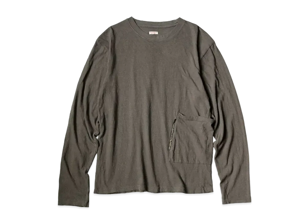 KAPITAL Gauze India Biscuit Pocket Long Tee "Charcoal"