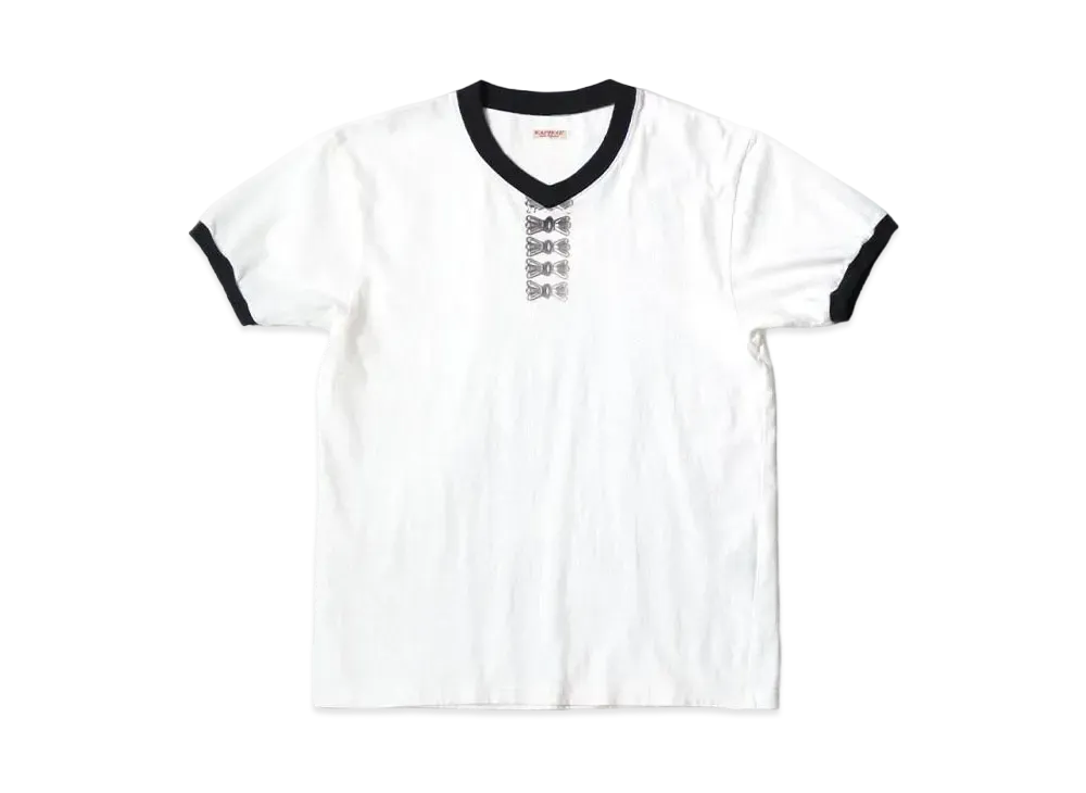 KAPITAL 20 India V Neck Ringer Tee "White"