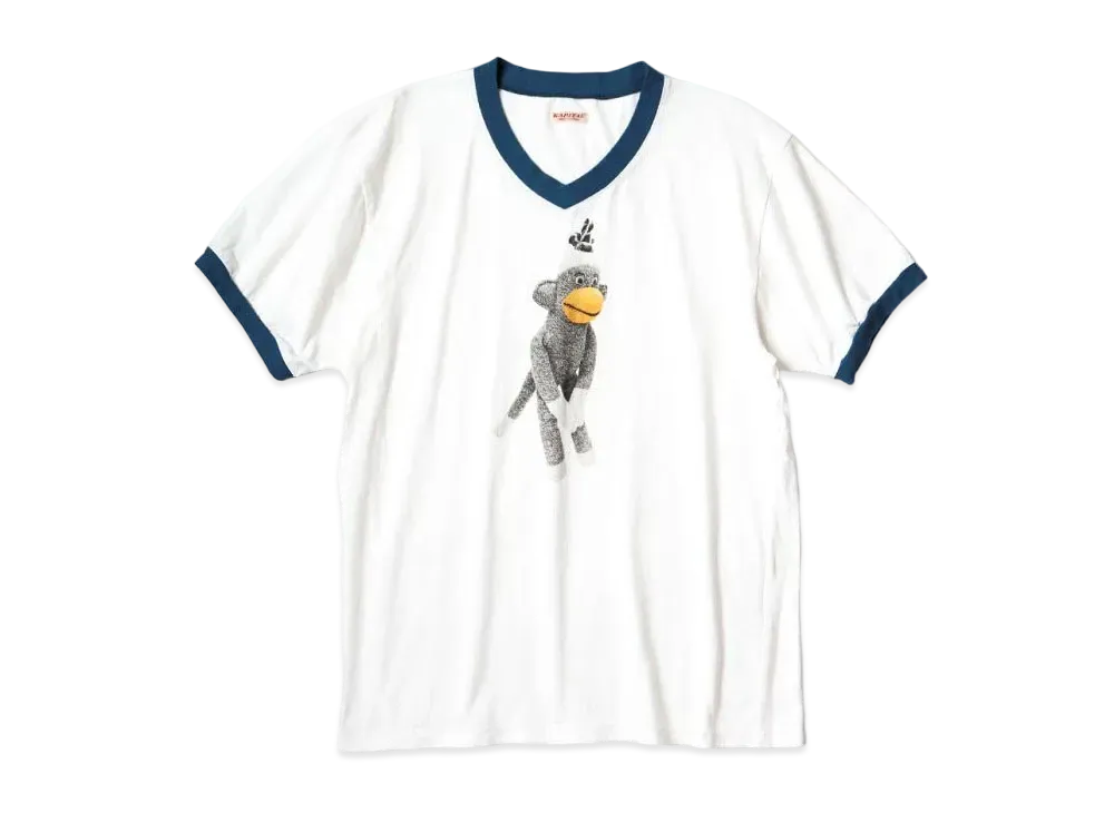 KAPITAL 20 India V Neck Ringer Tee "White"