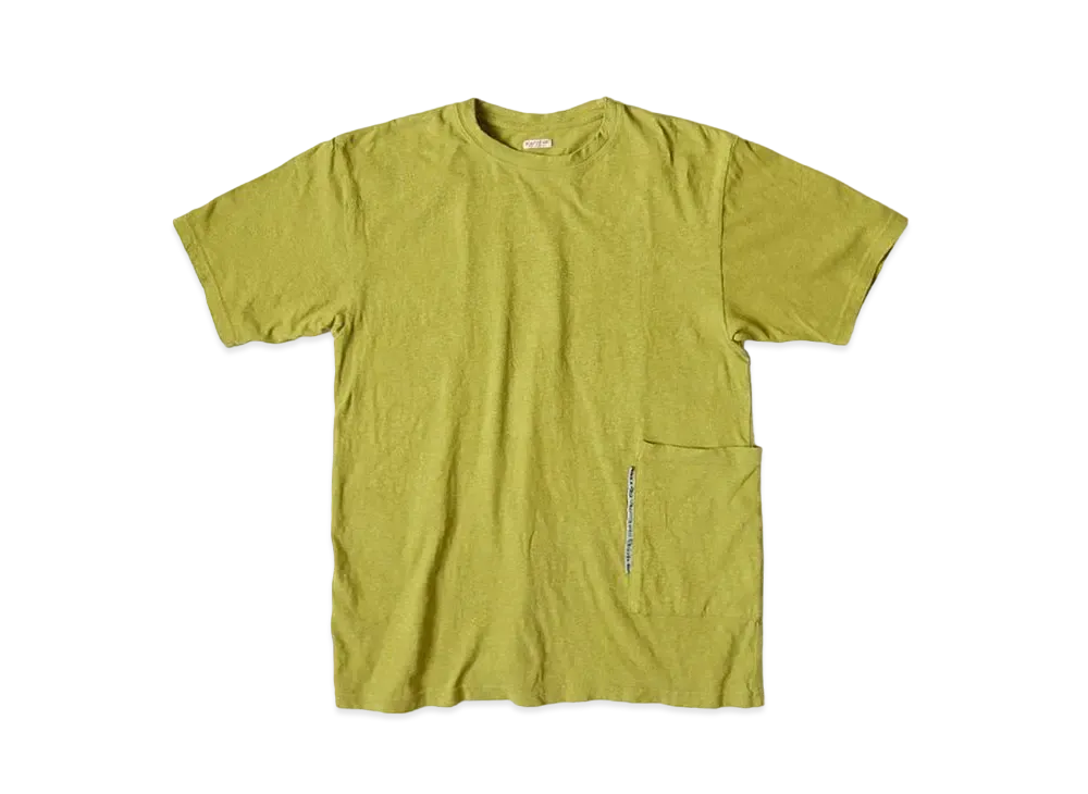 KAPITAL Gauze India Biscuit Pocket Tee "Yellow Green"