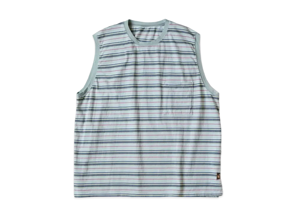KAPITAL Multi Border India Sleeveless Big Tee "Light Blue"