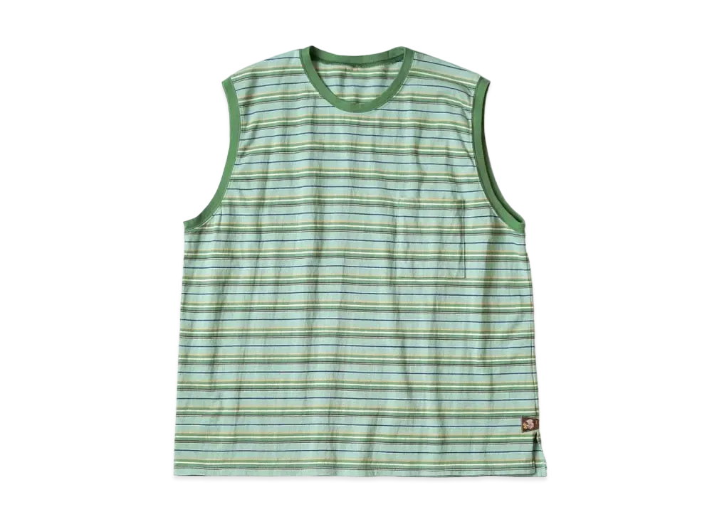 KAPITAL Multi Border India Sleeveless Big Tee "Mint Green"