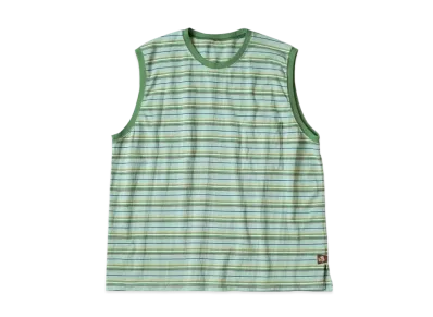 KAPITAL Multi Border India Sleeveless Big Tee "Mint Green"