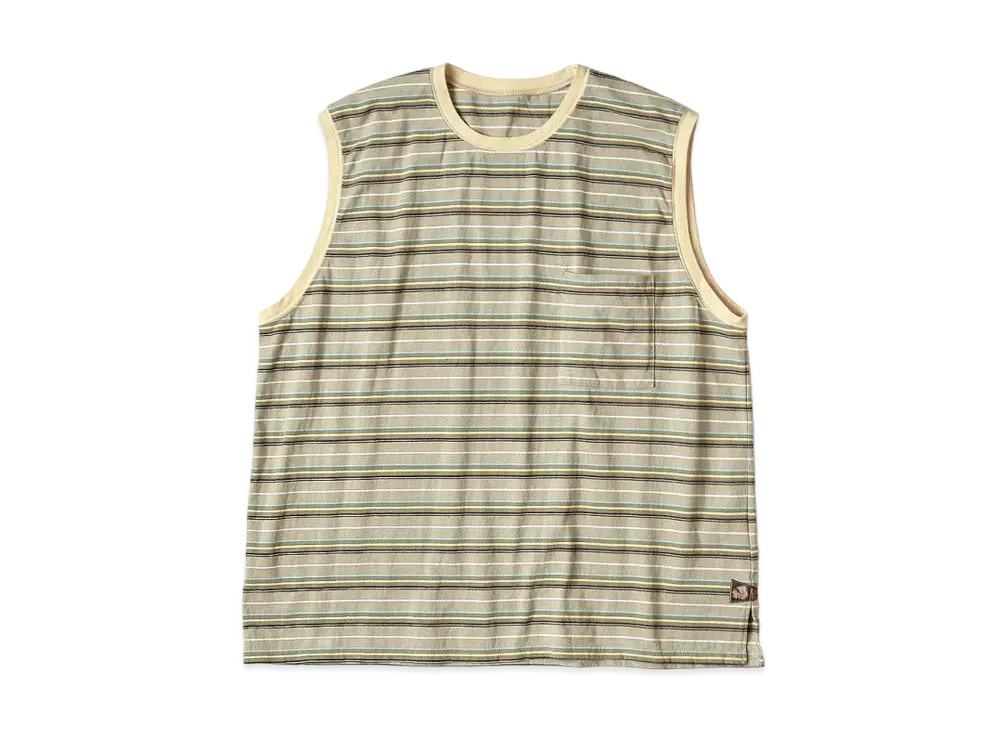 KAPITAL Multi Border India Sleeveless Big Tee "Beige Brown"