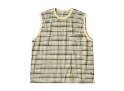KAPITAL Multi Border India Sleeveless Big Tee "Beige Brown"