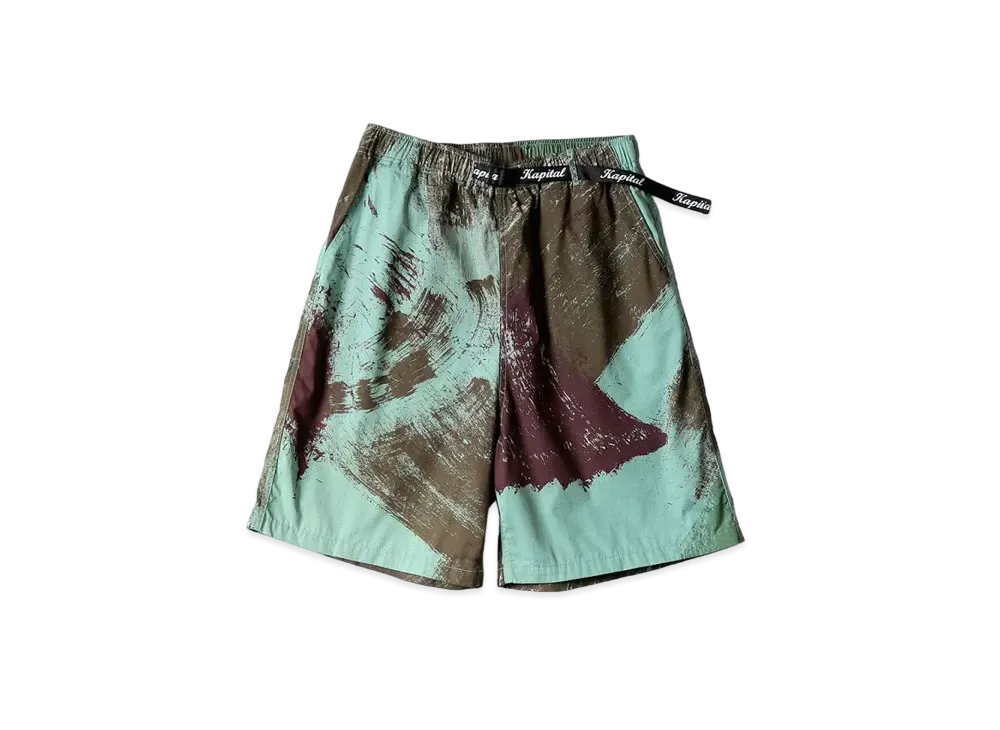 KAPITAL Coma Burberry Brush Camo Easy Shorts "Turquoise"