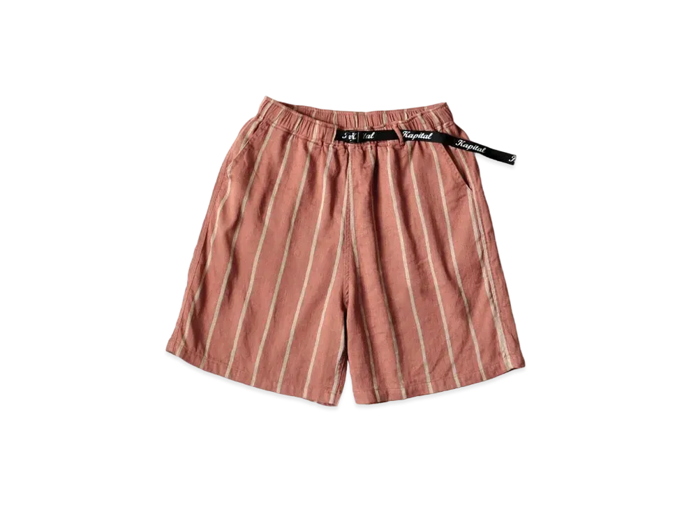 KAPITAL Linen Phillies Stripe Easy Shorts "Sohorenga"