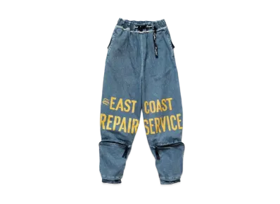 KAPITAL 12.5oz Broken Denim East Repair Man Track Pants "Indigo"