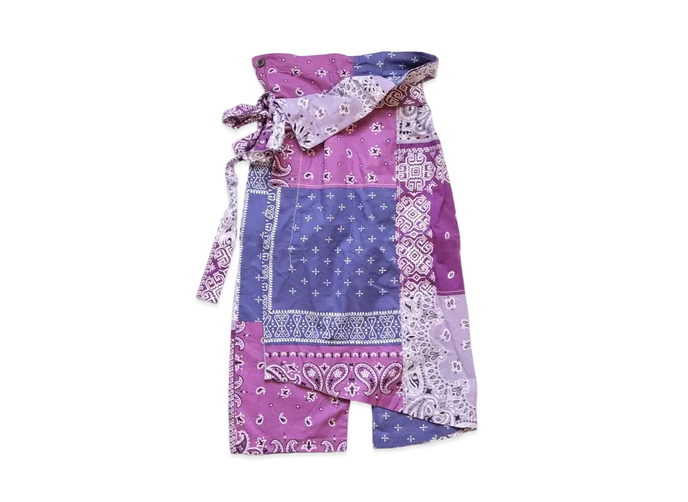 KAPITAL Gauze Bandanna Patchwork Wrap Pants "Light Purple"