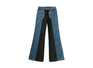 KAPITAL Corduroy Denim Gypsy Flare Pants "Blue Black"