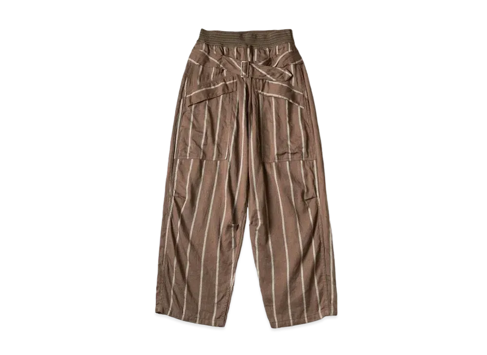KAPITAL Linen Phillies Stripe Aviator Suit Cut Pants "Brown"