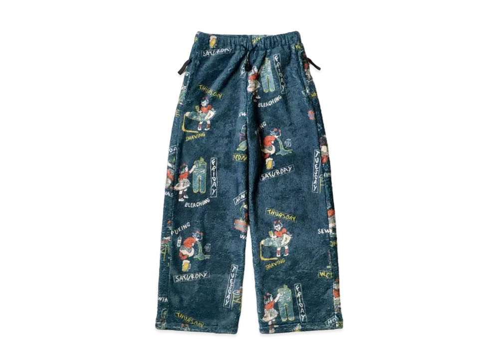KAPITAL Country Calendar Fleece Easy Straight Pants "Navy"