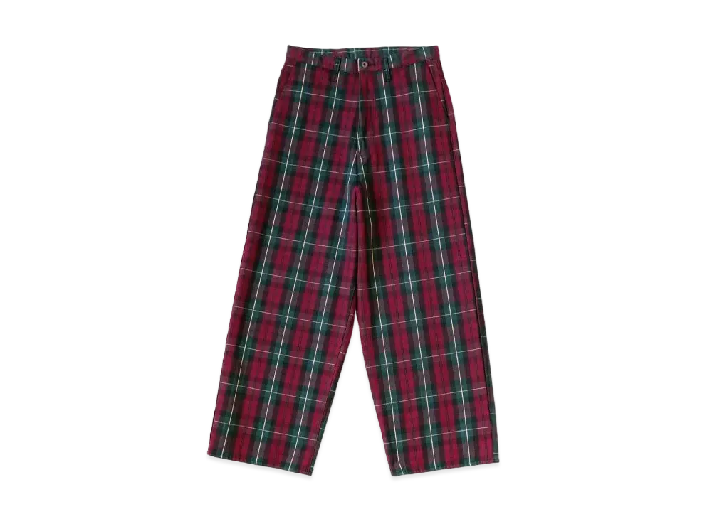 KAPITAL 11oz Tartan Check Hope Baggy Pants "Magenta"
