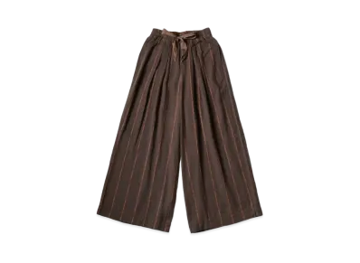 KAPITAL Cotton Linen Siamese Stripes Ludo Baggy Pants "Dark Brown"